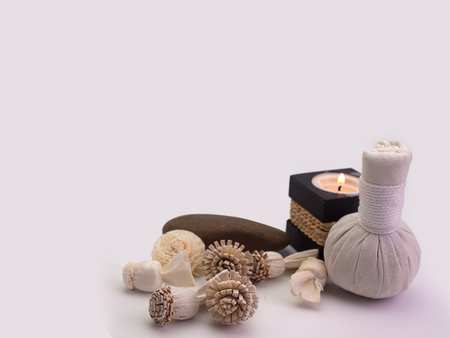Beautiful composition of spa treatment , On a white background (Space for your text)の写真素材