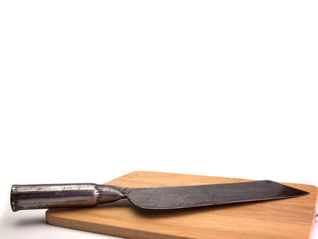 steel kitchen knives, Placed on a white background.(Space for placing text)の写真素材