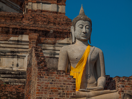 Wat Yai Chaimongkol Ayutthaya ,Thailand.の写真素材