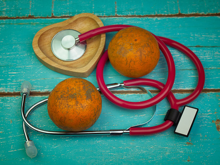 Healthy food in heart and cholesterol diet conceptの写真素材