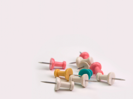 Set of push pins in different colors. (with free space for text)