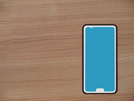 Modern office work table with smartphone , top view.の写真素材