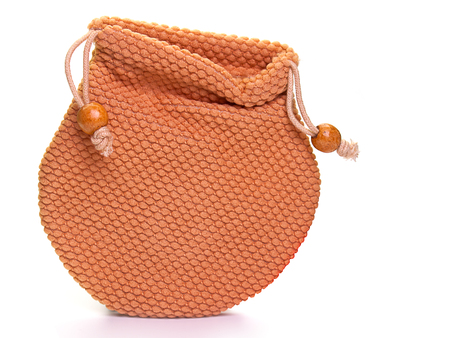 Brown fabric bag ,  isolated on white background.の写真素材