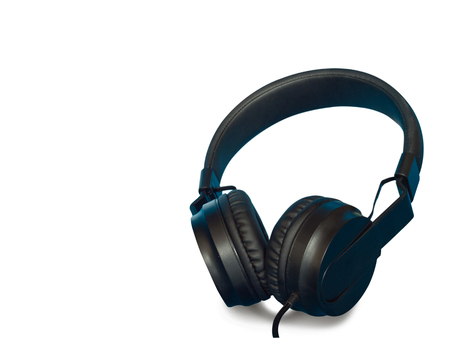 Black Headphones Isolated on White Background. (clipping path)の写真素材