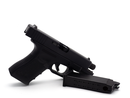black gun pistol isolated on white background.