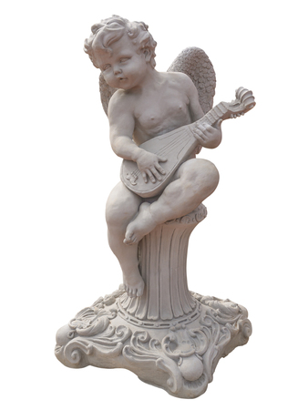 Cupid sculpture isolated on white background.の写真素材