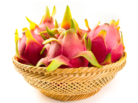 Fresh dragon fruit isolated on white background. (Healthy fruit)の写真素材