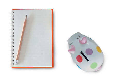 piggy bank and book and pencil. (Business Finance Concepts)の写真素材