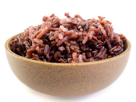 rown rice, riceberry organic food ,Healthy food eating concept , isolated on white background.の写真素材