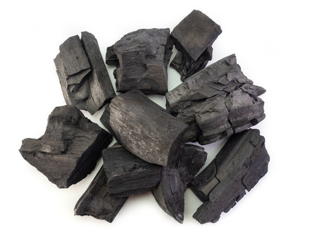 (Top view image) Natural wood charcoal isolated on white background.の写真素材