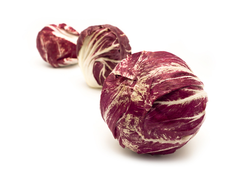Radicchio, red salad isolated on white background.  (with free space for text)の写真素材