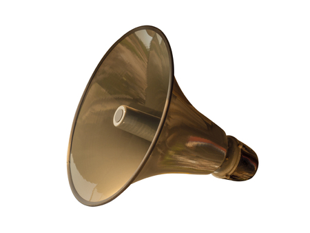 Megaphone outdoors isolated on white .の写真素材