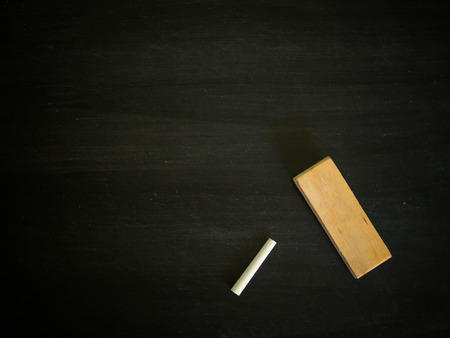 Blank blackboard , chalk and eraser.  (picture education concept for add text or graphic design)の写真素材