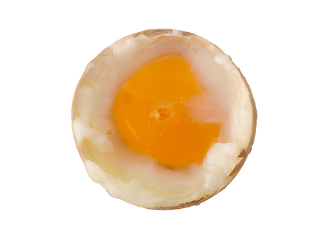 Soft boiled egg isolated on white background. (This has clipping path)の写真素材