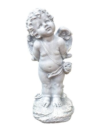 Cupid sculpture isolated on white background.(This has clipping path)の写真素材