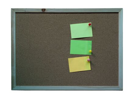 paper note pin on cork board isolated on white background. (This has clipping path)