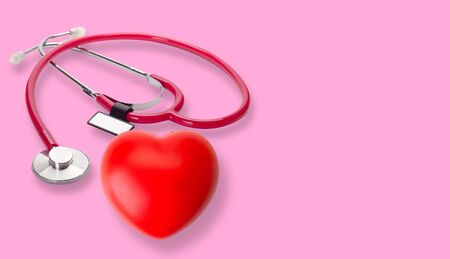  medical stethoscope and red heart , heart check. (concept healthcare)
の写真素材