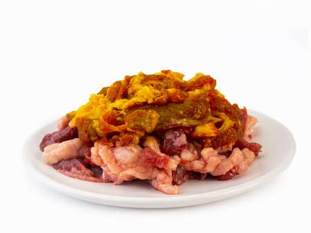 raw meat beef is on white background. (healthy food concept)の写真素材