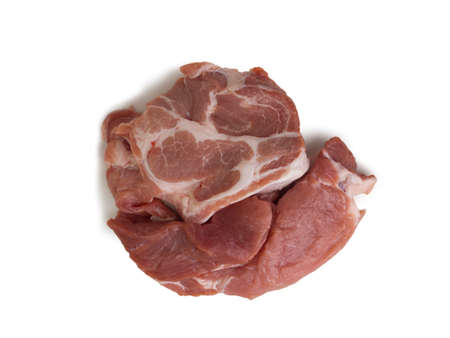 raw pork meat isolated on white background.(clipping path)の写真素材