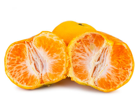 Ripe orange isolated on white background. (Clipping Path)の写真素材