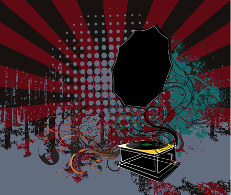 grunge gramophoneのイラスト素材
