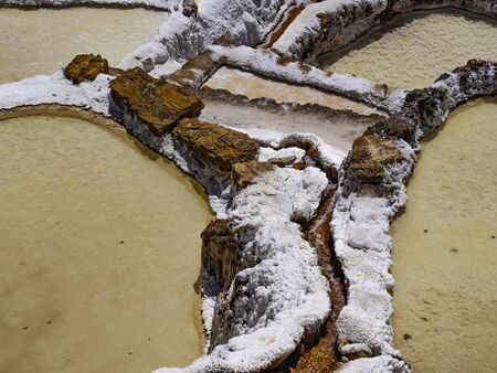Close up view of Salt ponds in Maras, Cuzco, Peruの写真素材