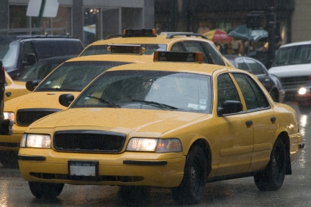 New York taxis in the rainのeditorial素材