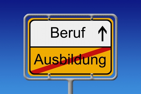 Illustration of a German City Sign with the words ausbildung -beruf education  - job の写真素材