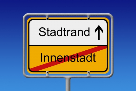 llustration of a German City Sign with the words Innenstadt-Stadtrand (Downtown -  Suburb)の写真素材