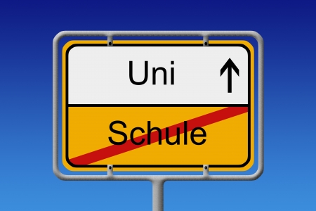 Illustration of a German City Sign with the words Uni - Schule (university -  school)の写真素材