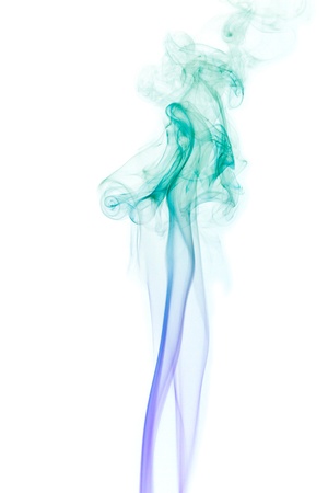 Colored Smoke on white backgroundの写真素材