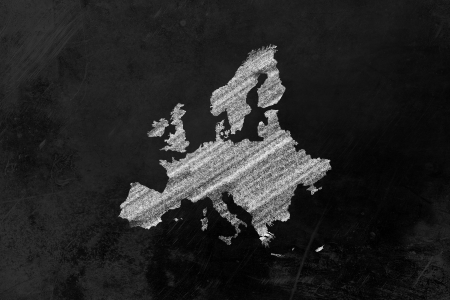 Europe with countries drawn on a blackboardの写真素材