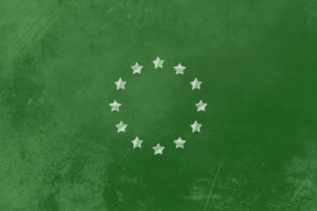 a star circle such as the flag of the european union with chalk on a blackboardの写真素材