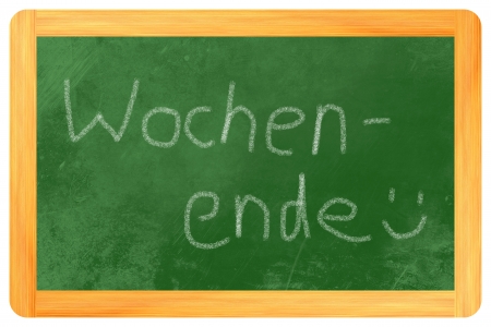 Wochenende  german weekend written on a blackboardの写真素材