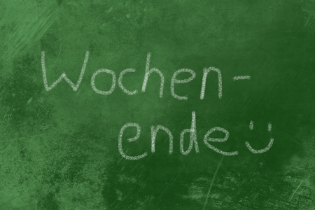 Wochenende  german weekend written on a blackboardの写真素材