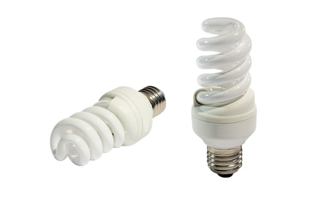 Energy saving lamp isolated on white backgroundの写真素材