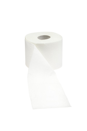 Roll of Toilet Paper isolated on white backgroundの写真素材
