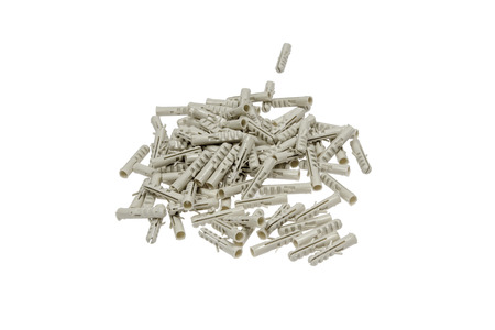 Gray plastic Dowels isolated on white backgroundの写真素材