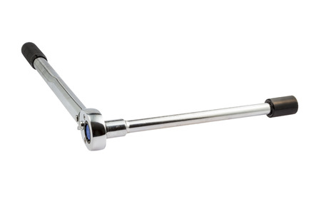 Silver chrome torque key isolated on white backgroundの写真素材