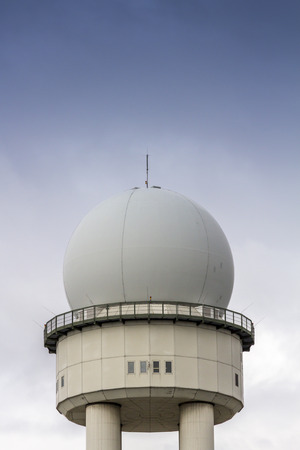 Radar Tower on gray cloudy skiesの写真素材