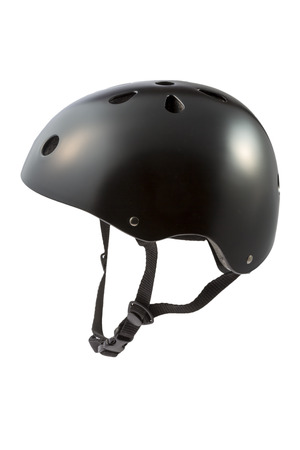 Black skater Helmet isolated on white backgroundの写真素材