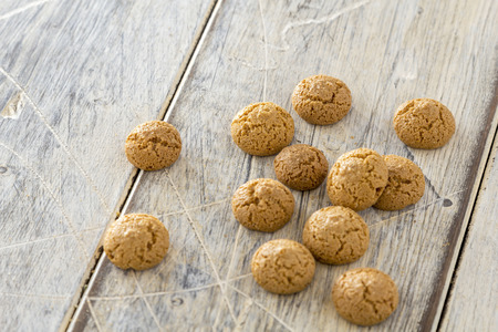Traditional italian amarettini on a wooden tableの写真素材