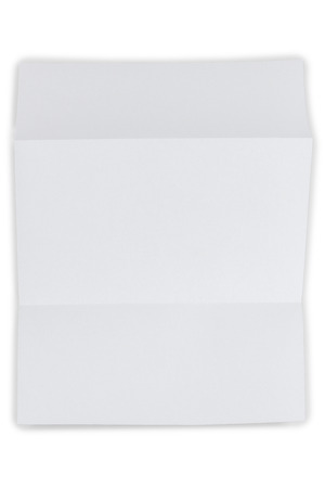 Folded sheet of white paper isolated on white backgroundの写真素材