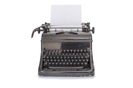 Black old Typewriter isolated on white backgroundの写真素材