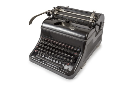 Black old Typewriter isolated on white backgroundの写真素材