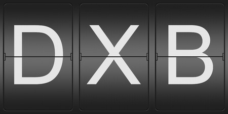 Three Letter Airport Code of Dubai Airport on a mechanical Flight data indicatorの写真素材