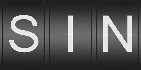 Three Letter Airport Code of Amsterdam Singapore on a mechanical Flight data indicatorの写真素材