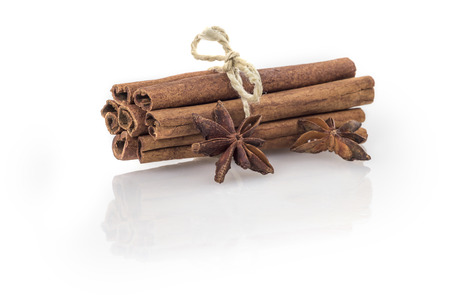 Cinnamon Sticks isolated on white backgroundの写真素材
