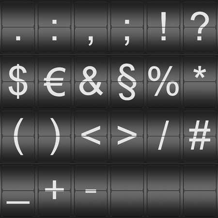 Collection of special characters on a mechenical indicator boardの写真素材