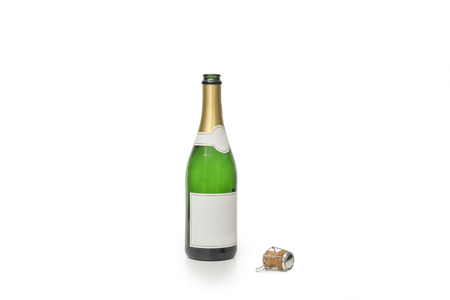 Bottle of Champagne isolated on white backgroundの写真素材